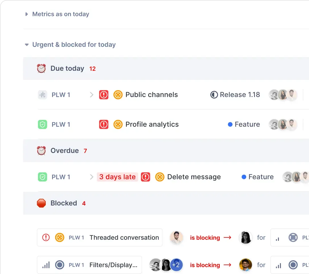 Plane UI showing projects