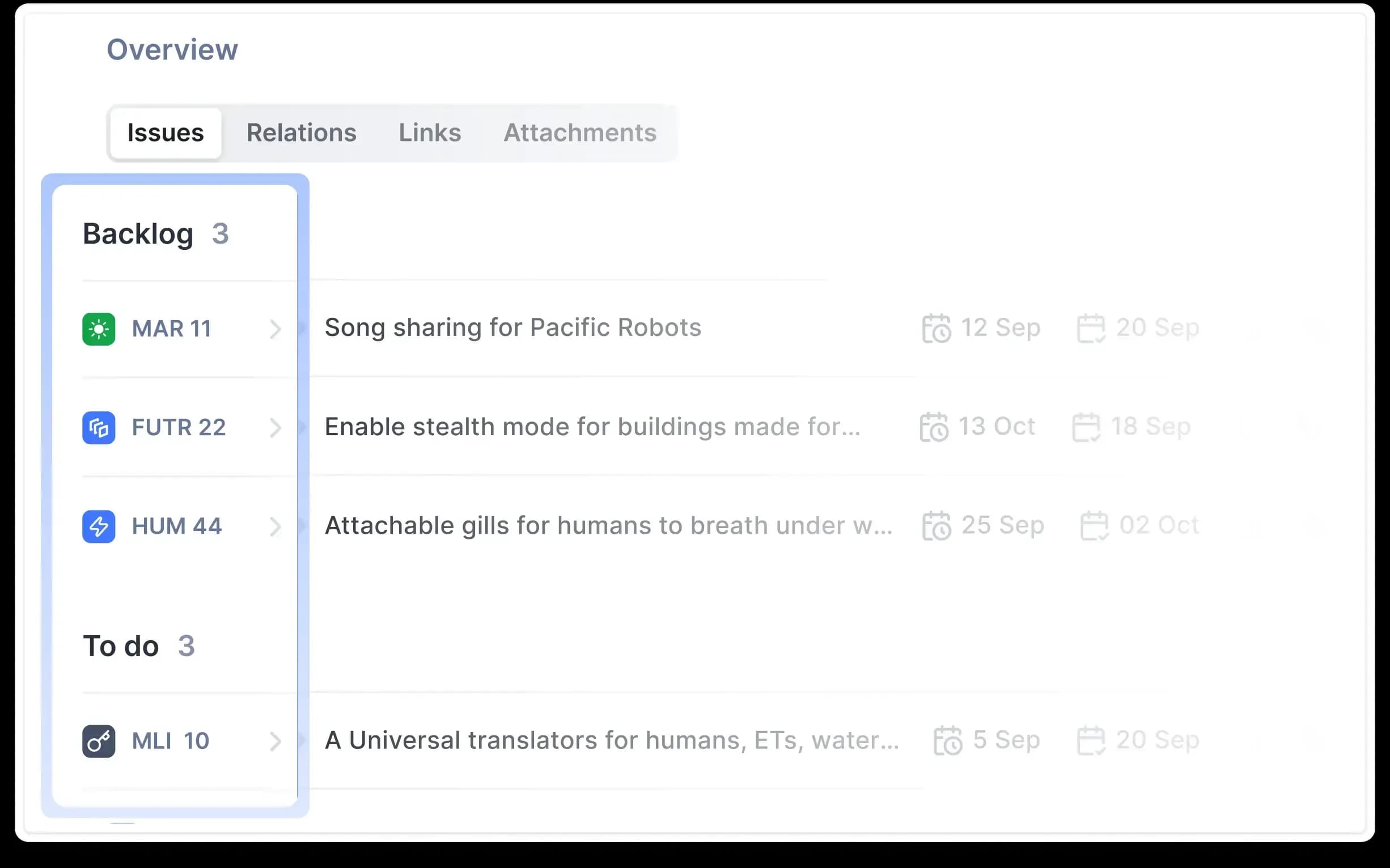 Plane UI showing epics & initiatives