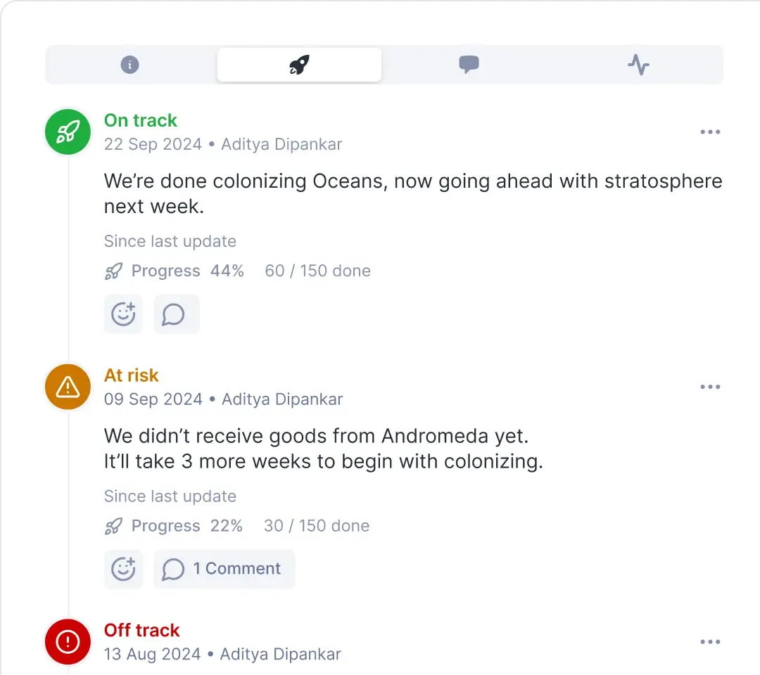 Plane UI showing projects