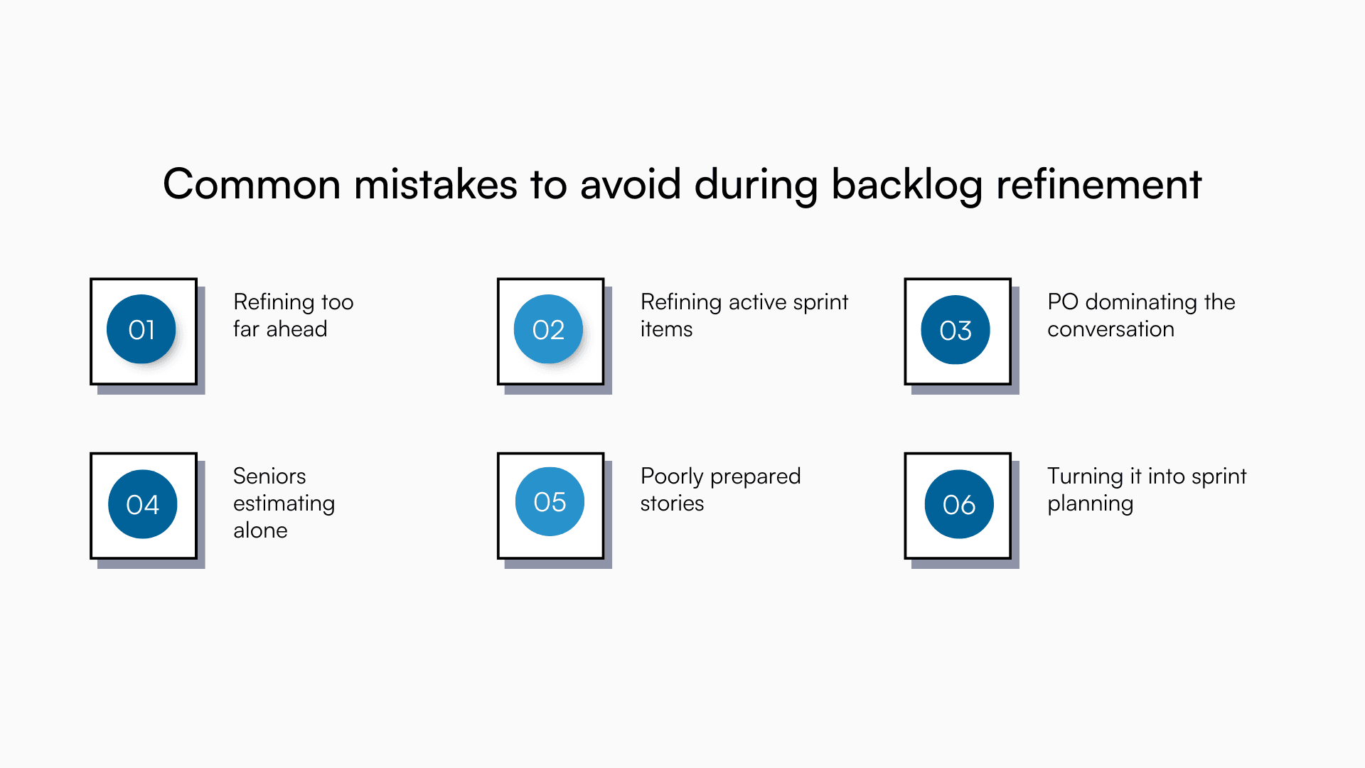 Visual showing common backlog refinement mistakes