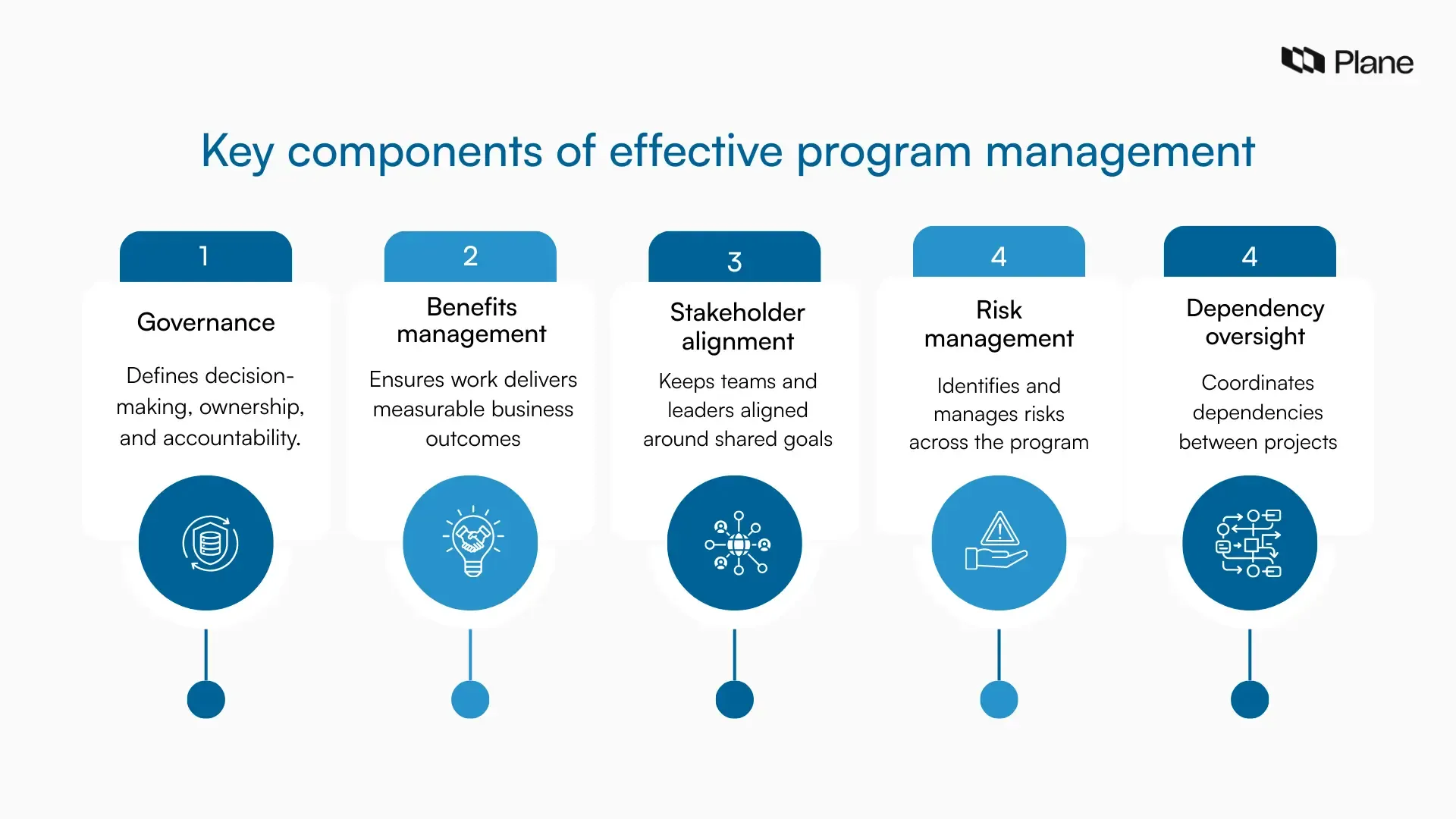 Graphic showing the key components of effective program management