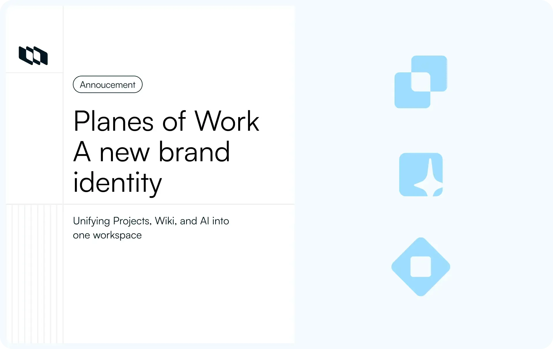Announcement visual introducing Planes of Work, Plane’s new brand identity unifying projects, wiki, and AI into one workspace.