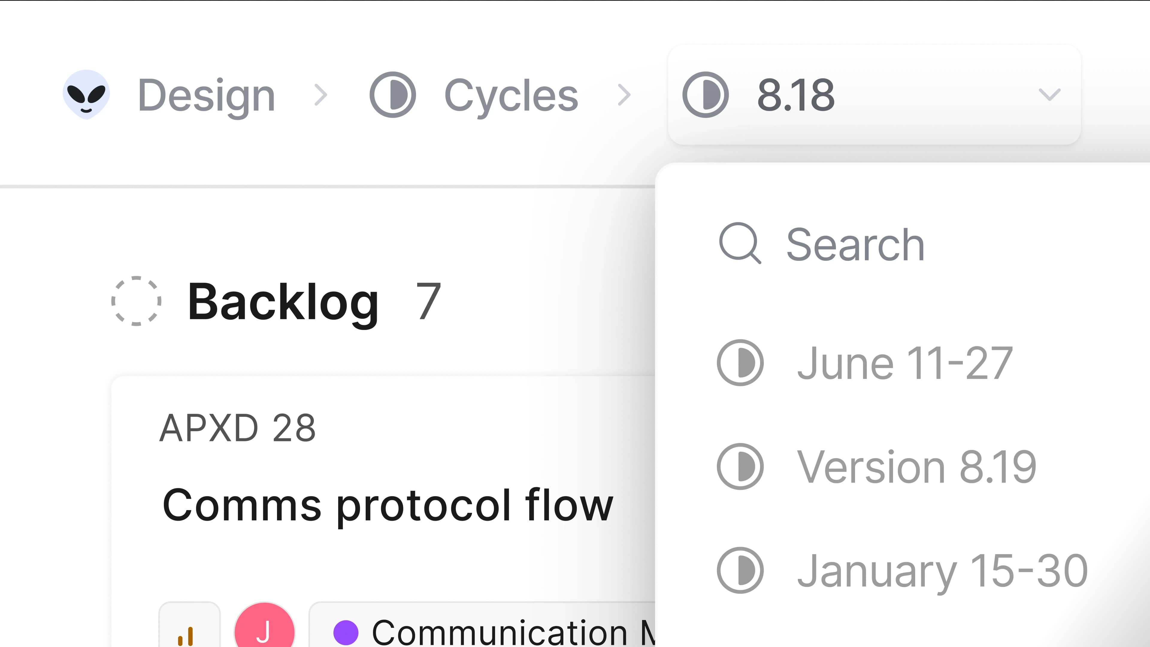 Switch between cycles from a dropdown • light.webp