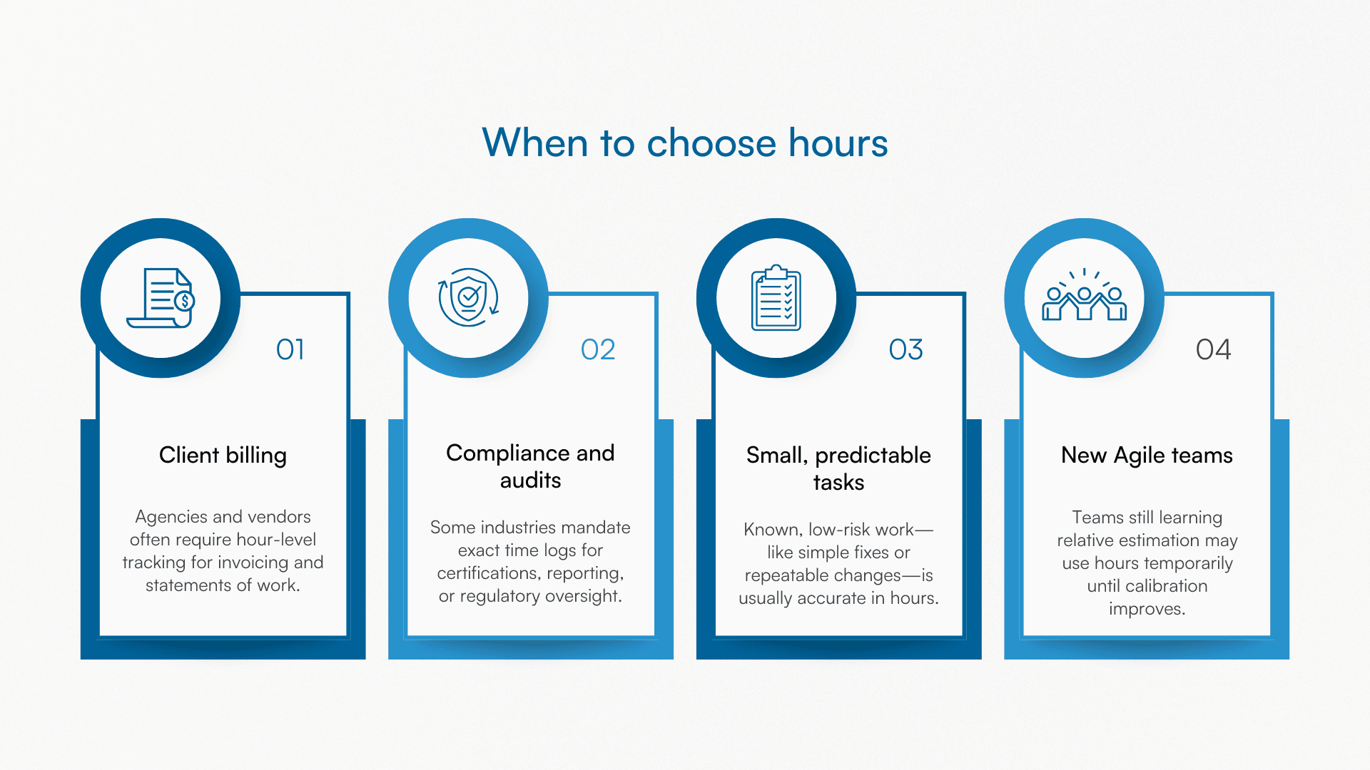 Graphic illustrating when to choose hours for estimation