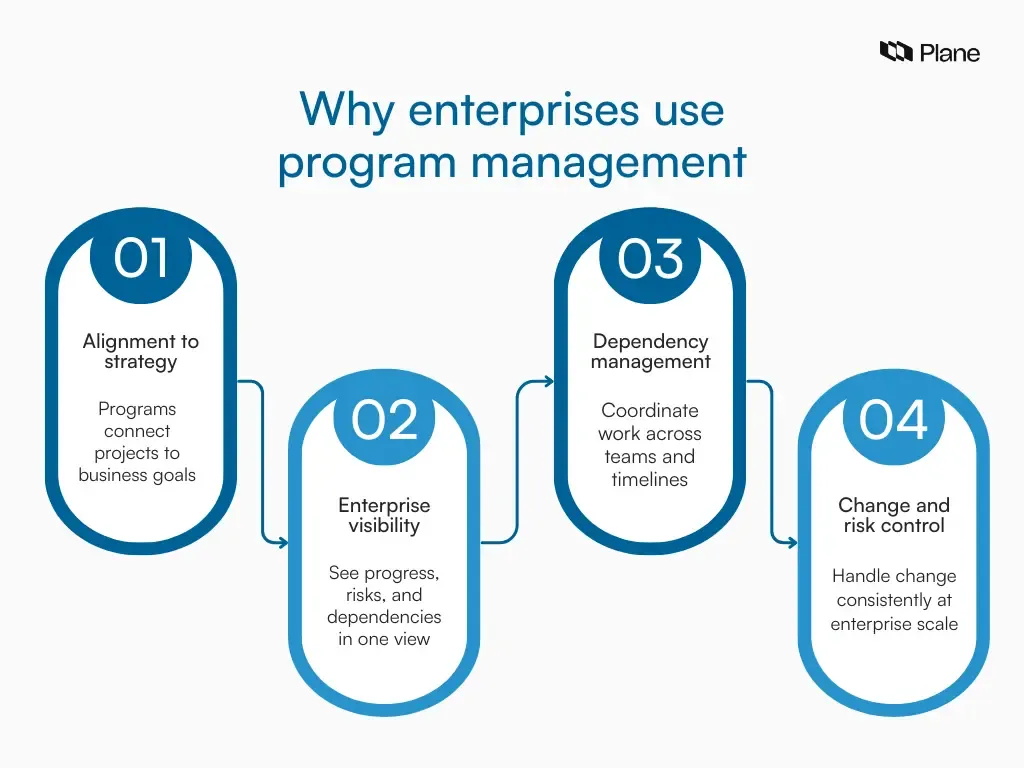 Graphic showing why enterprises use program management