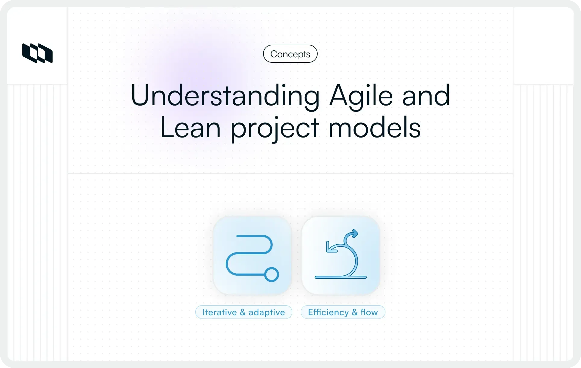 Illustration showing Agile and Lean project management concepts with icons representing iterative workflows and process efficiency.