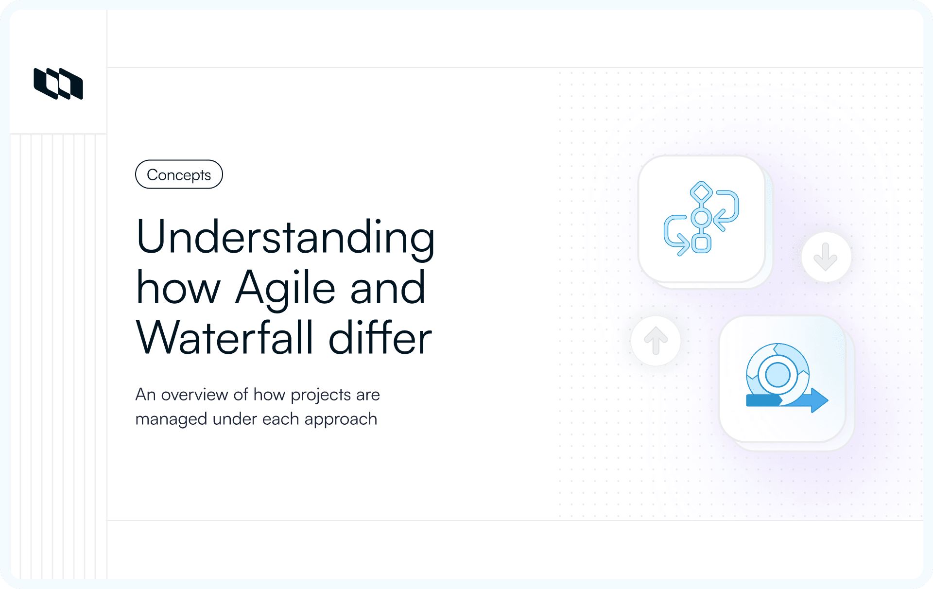 Comparison illustration of Agile and Waterfall project management approaches showing iterative workflows versus sequential delivery.