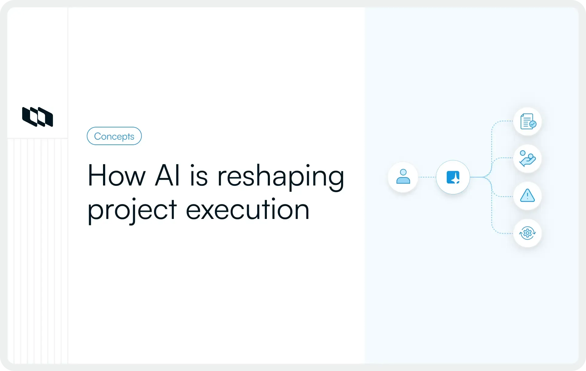 Cover image with title “How AI is reshaping project execution” and visual icons showing AI connecting planning, collaboration, risk detection, and workflow automation in project management.
