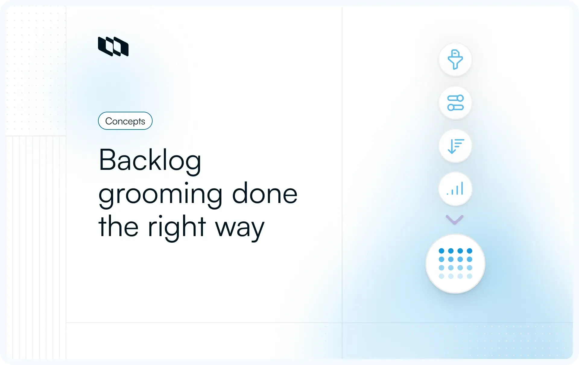 Cover image showing the title ‘Backlog grooming done the right way’ with process icons.