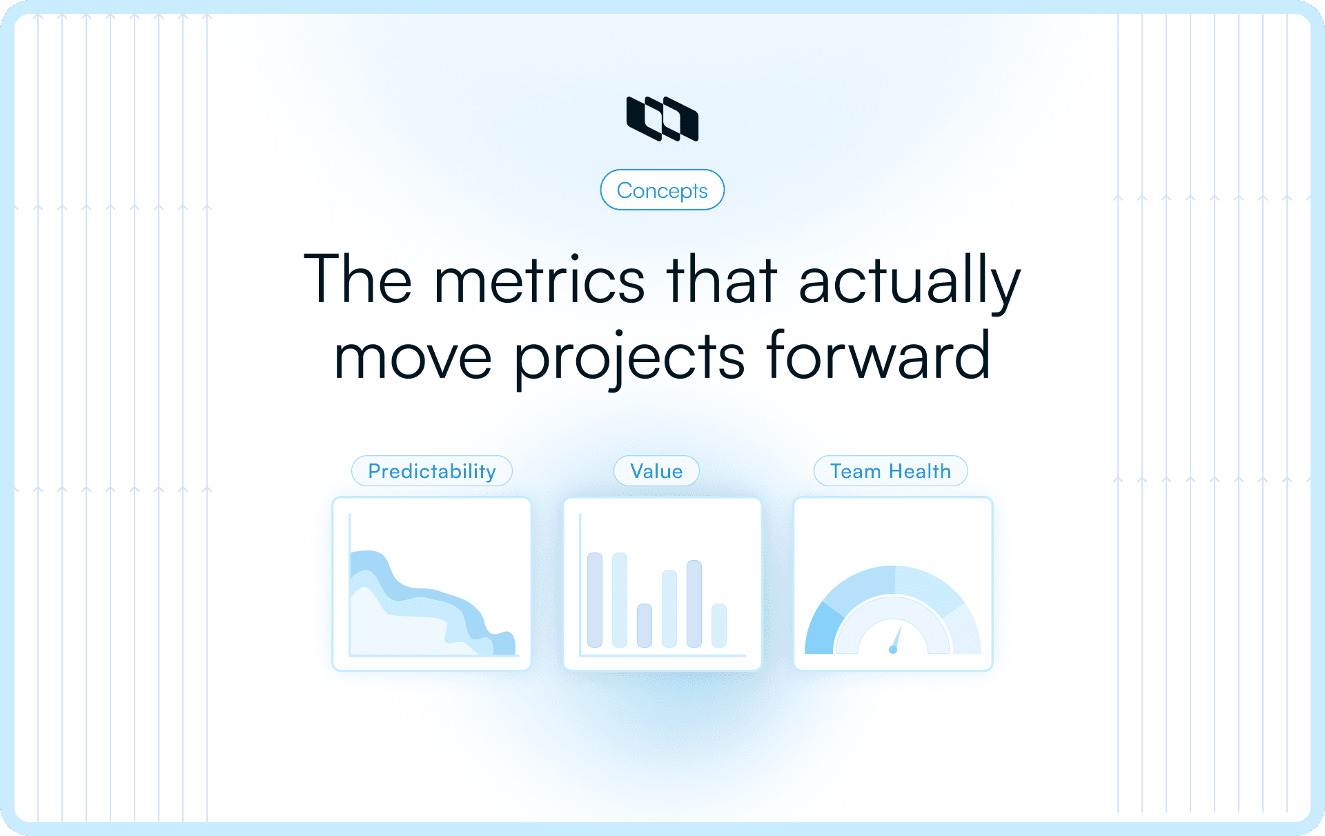 Graphic showing the three metrics categories that truly move projects forward