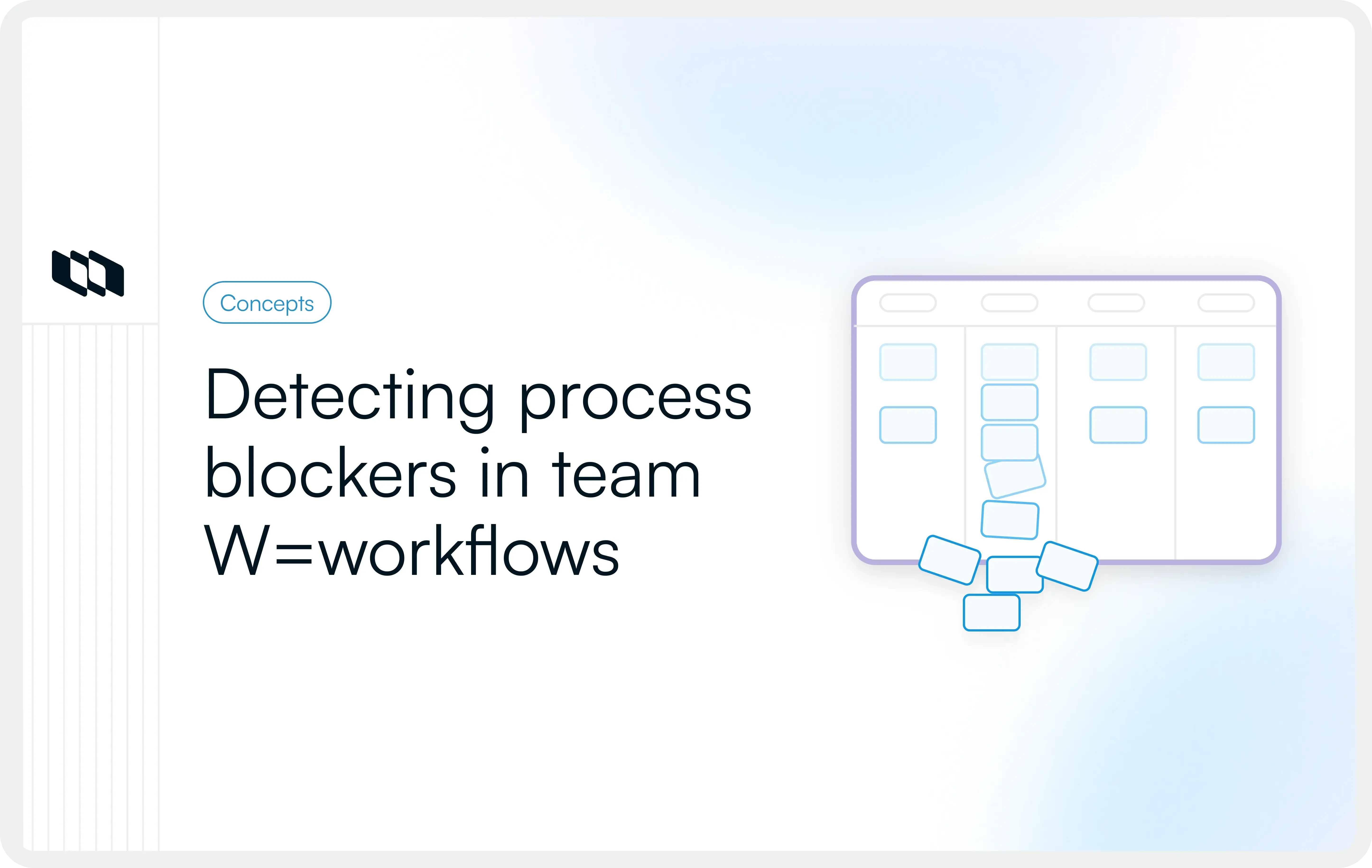 Illustration showing workflow bottlenecks in project teams with tasks piling up in one stage of a workflow board, indicating process blockers and delays