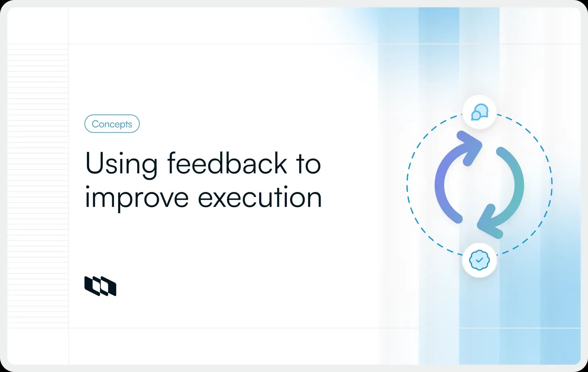 Blog cover illustration showing a circular feedback loop icon with arrows and chat symbols, representing using feedback to improve project execution.
