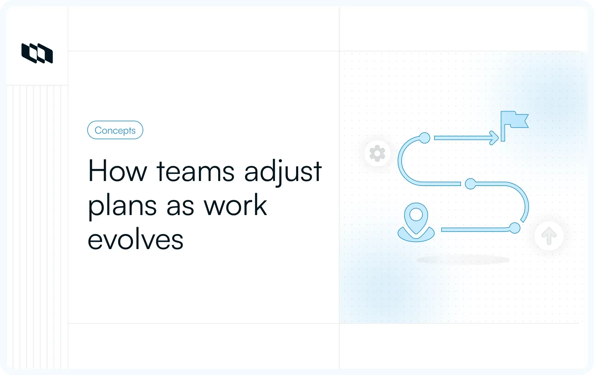 Illustration showing how teams adjust plans as work evolves, with a visual workflow path representing progress, milestones, and continuous adaptation in project execution.