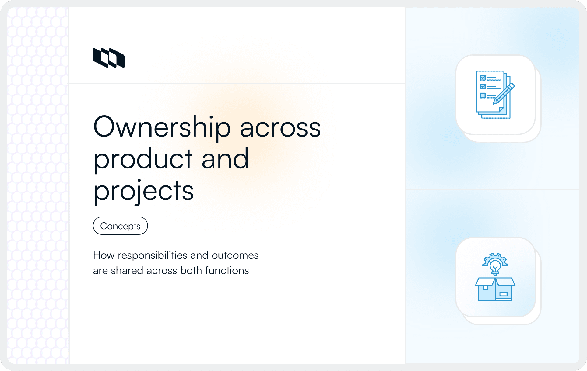 Illustration showing ownership across product and project management, highlighting shared responsibilities, execution, and outcomes across both functions.