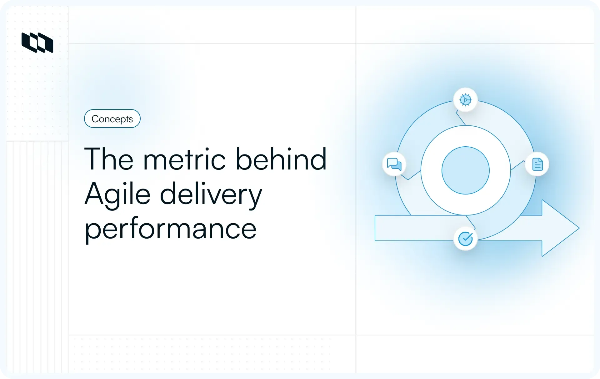 Illustration representing project velocity as a key metric for Agile delivery performance, showing a circular workflow with planning, execution, collaboration, and completion stages.
