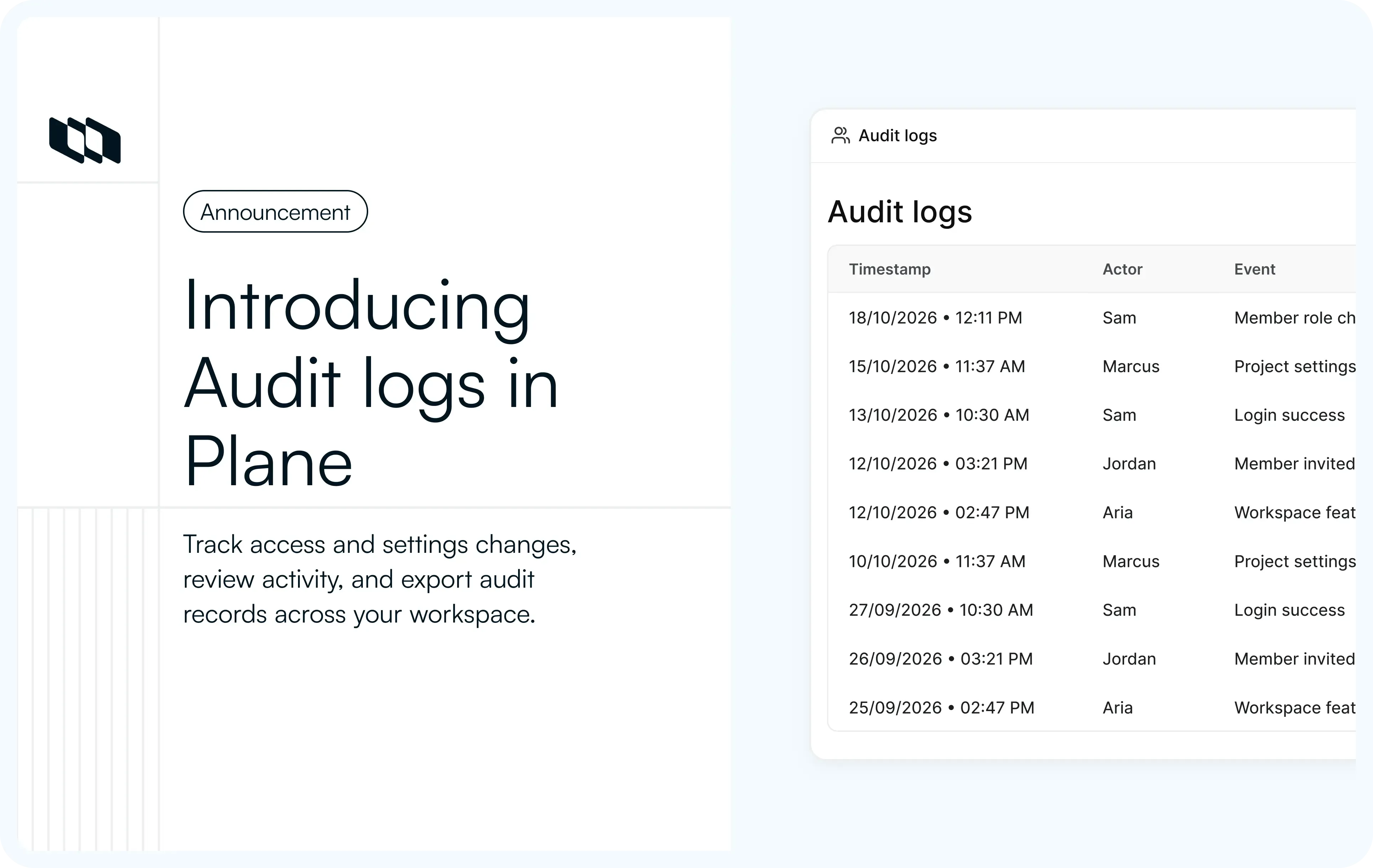 Cover image for Introducing Audit logs in Plane