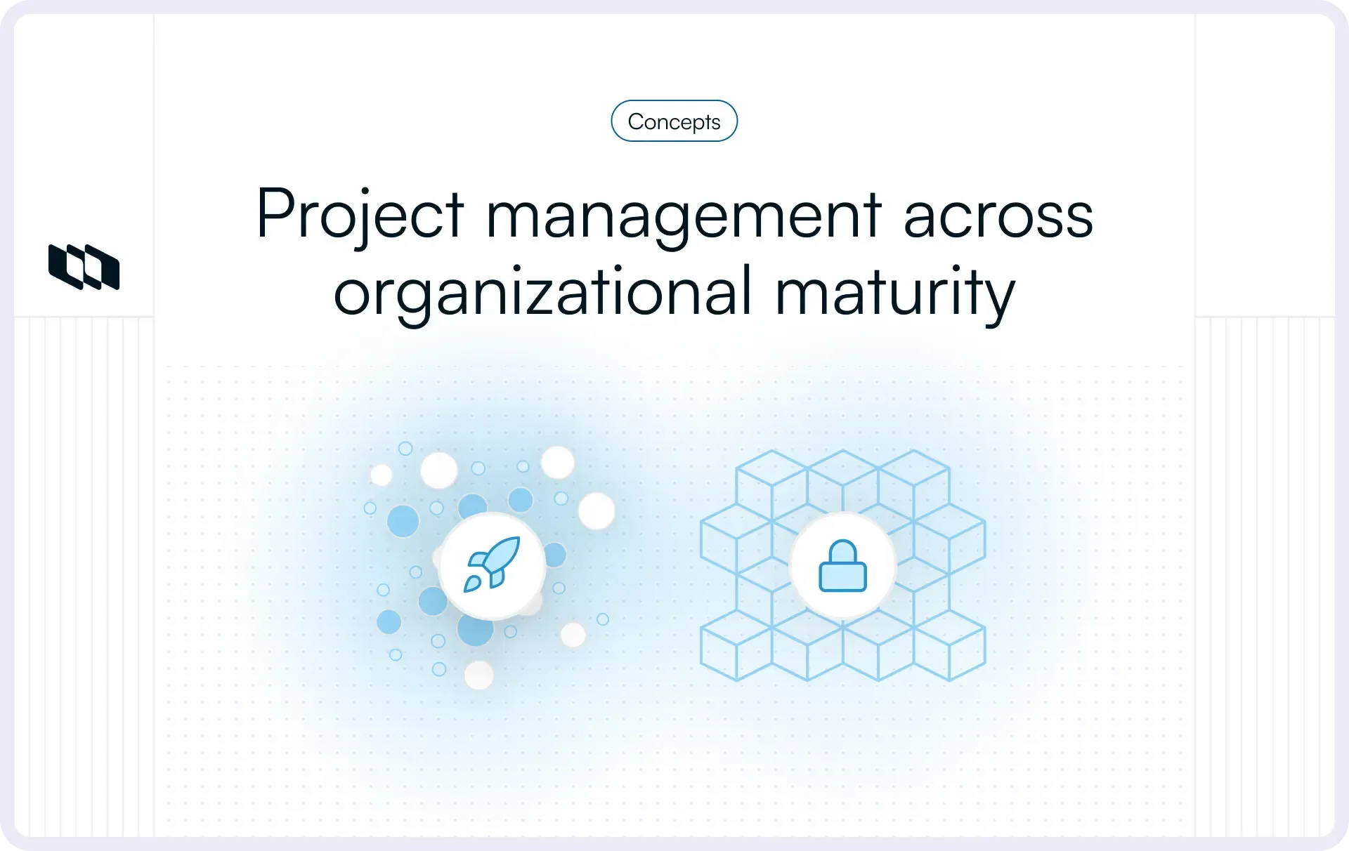 Illustration showing project management across organizational maturity, contrasting startup-style execution with enterprise-scale structure and governance.