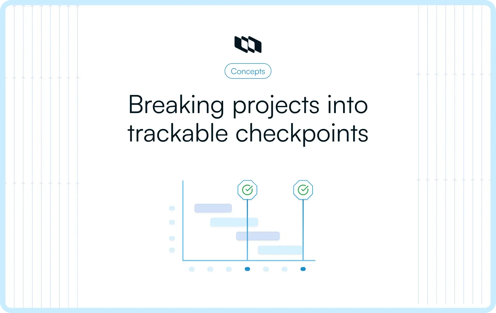 Illustration showing project milestones as trackable checkpoints on a timeline used to monitor progress across phases in project management