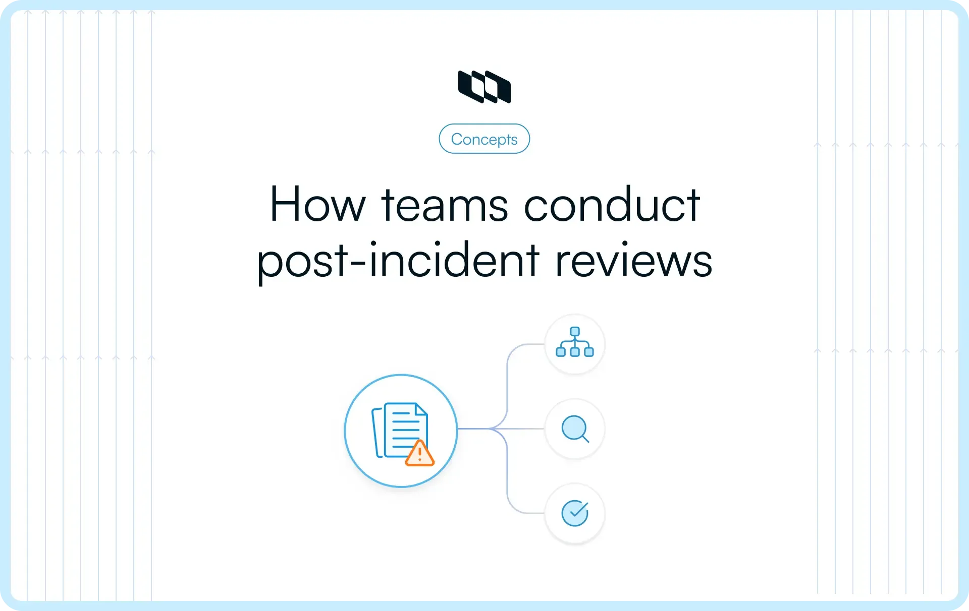 Illustration showing cover image for the blog titled "what are post-incident reviews"