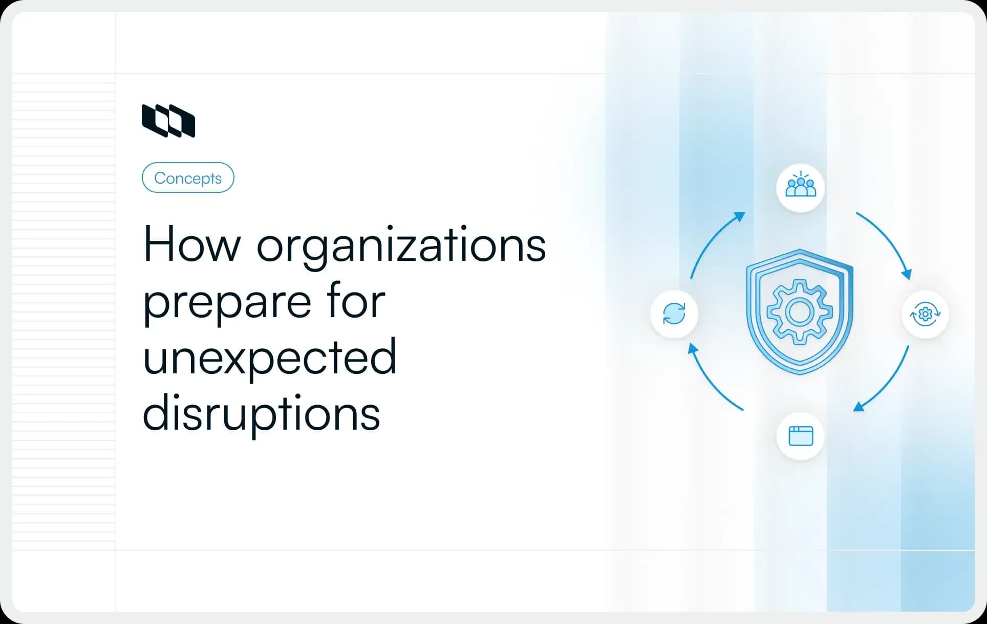 Graphic showing business continuity planning for operational recovery, team coordination, and disruption response.