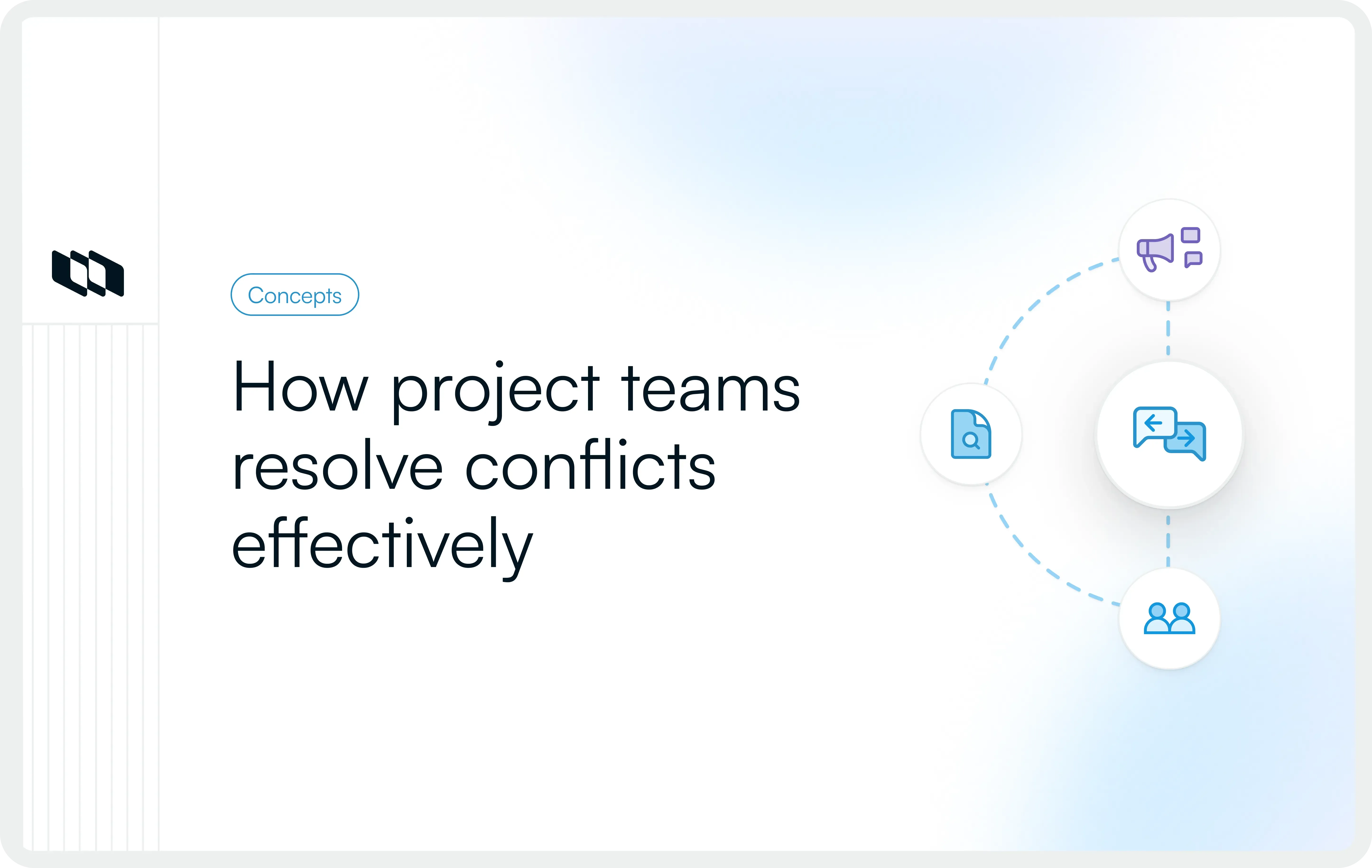 Illustration showing how project teams resolve conflicts effectively through communication, documentation, and collaboration across stakeholders.