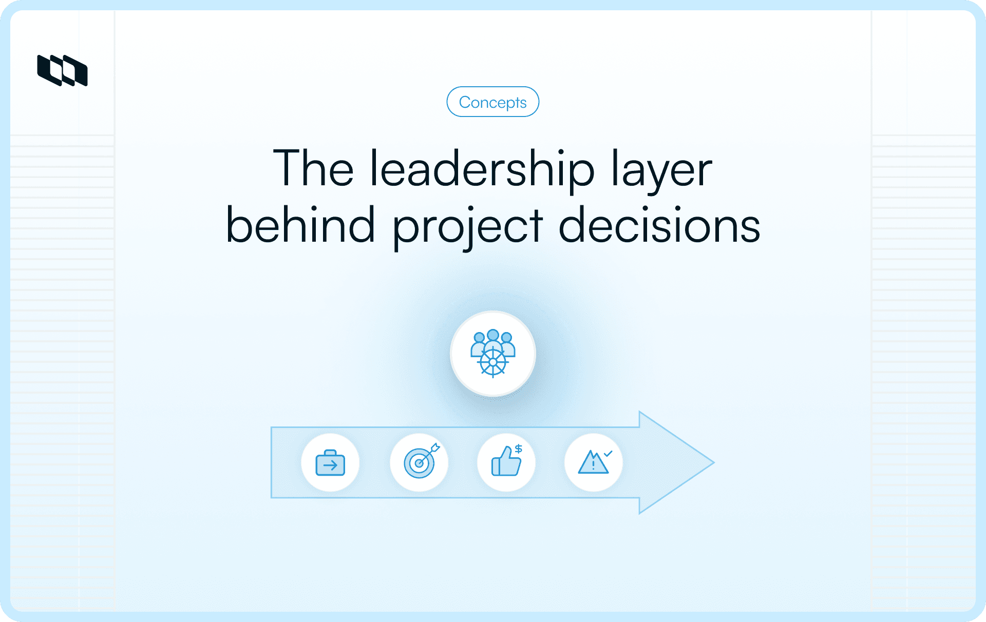 Illustration showing a steering committee as the leadership layer behind project decisions, guiding priorities, goals, approvals, and risk oversight in project management governance