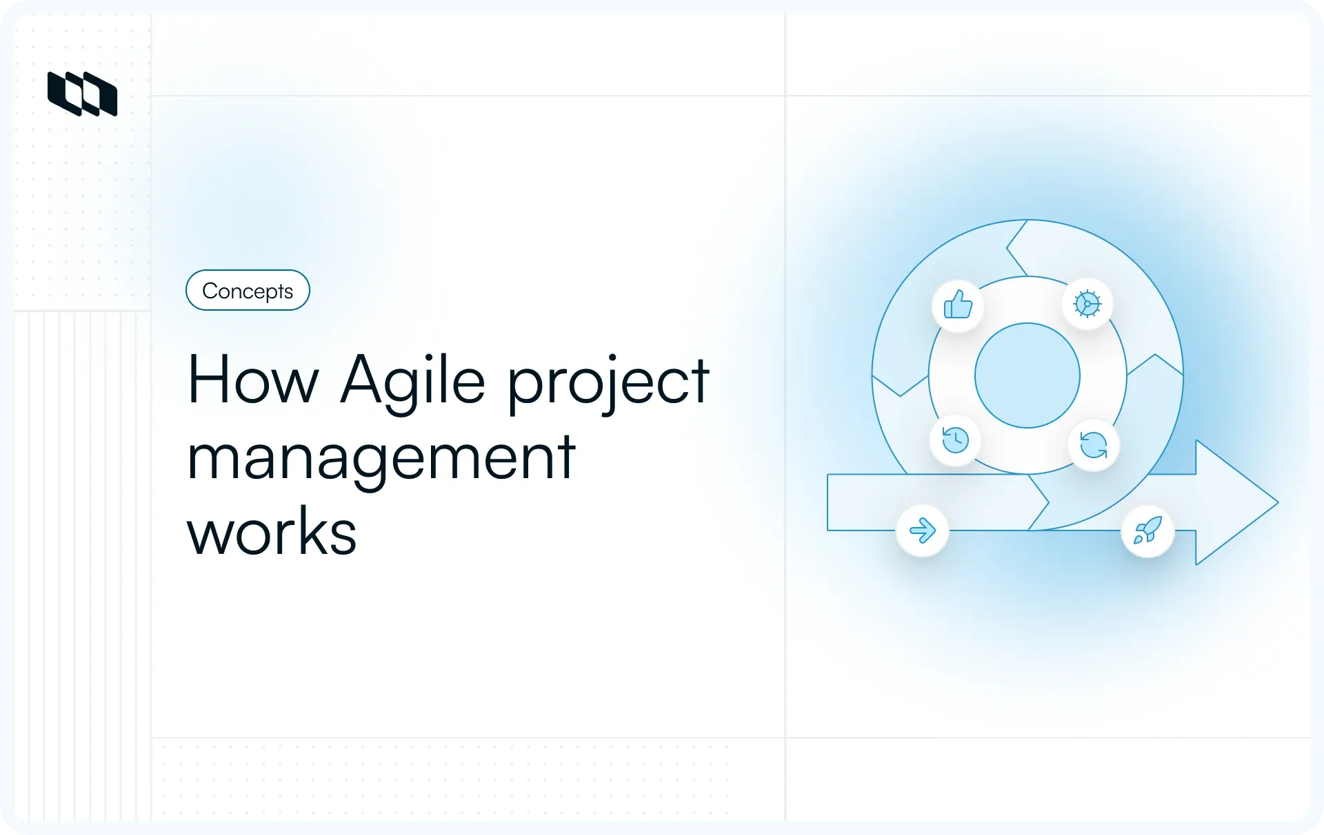 Cover image showing how agile project management works, illustrated with a looping arrow to represent iteration and adaptability.