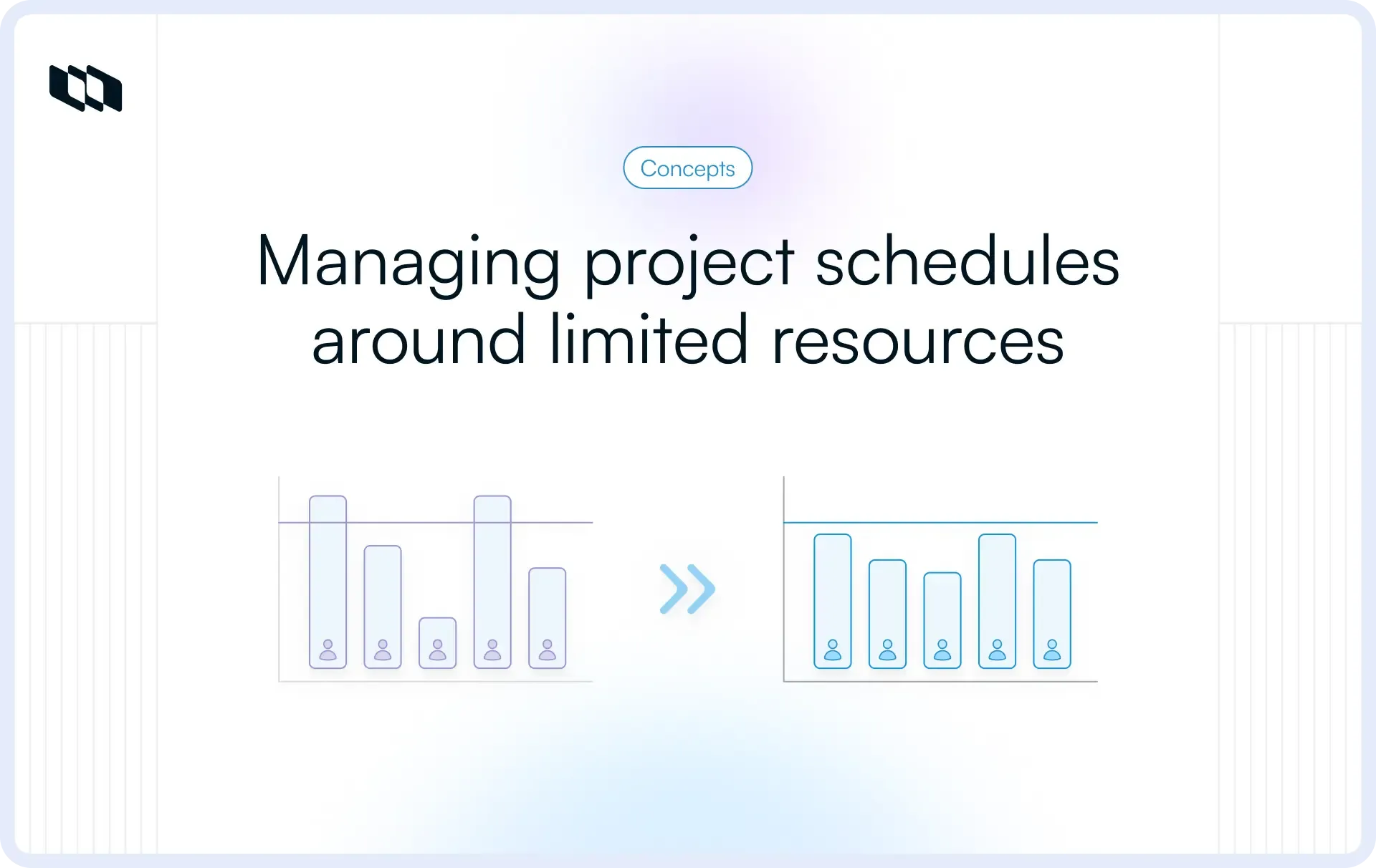 Illustration showing project schedules adjusted around limited team capacity, demonstrating how resource leveling balances workloads across resources in project management.