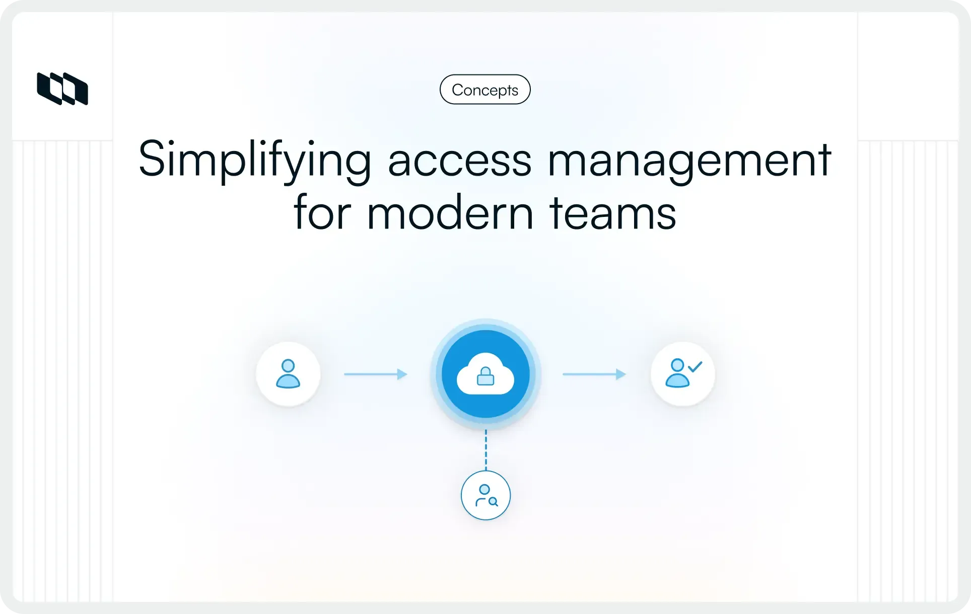 Illustration showing centralized identity authentication flow where a secure cloud identity provider manages user access across connected project tools and team systems