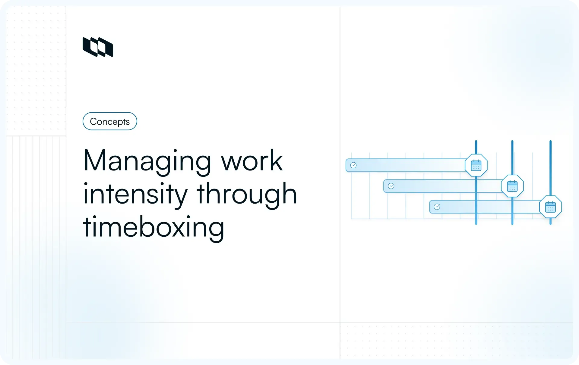 Illustration showing structured timelines representing managing work intensity through timeboxing in Agile team workflows