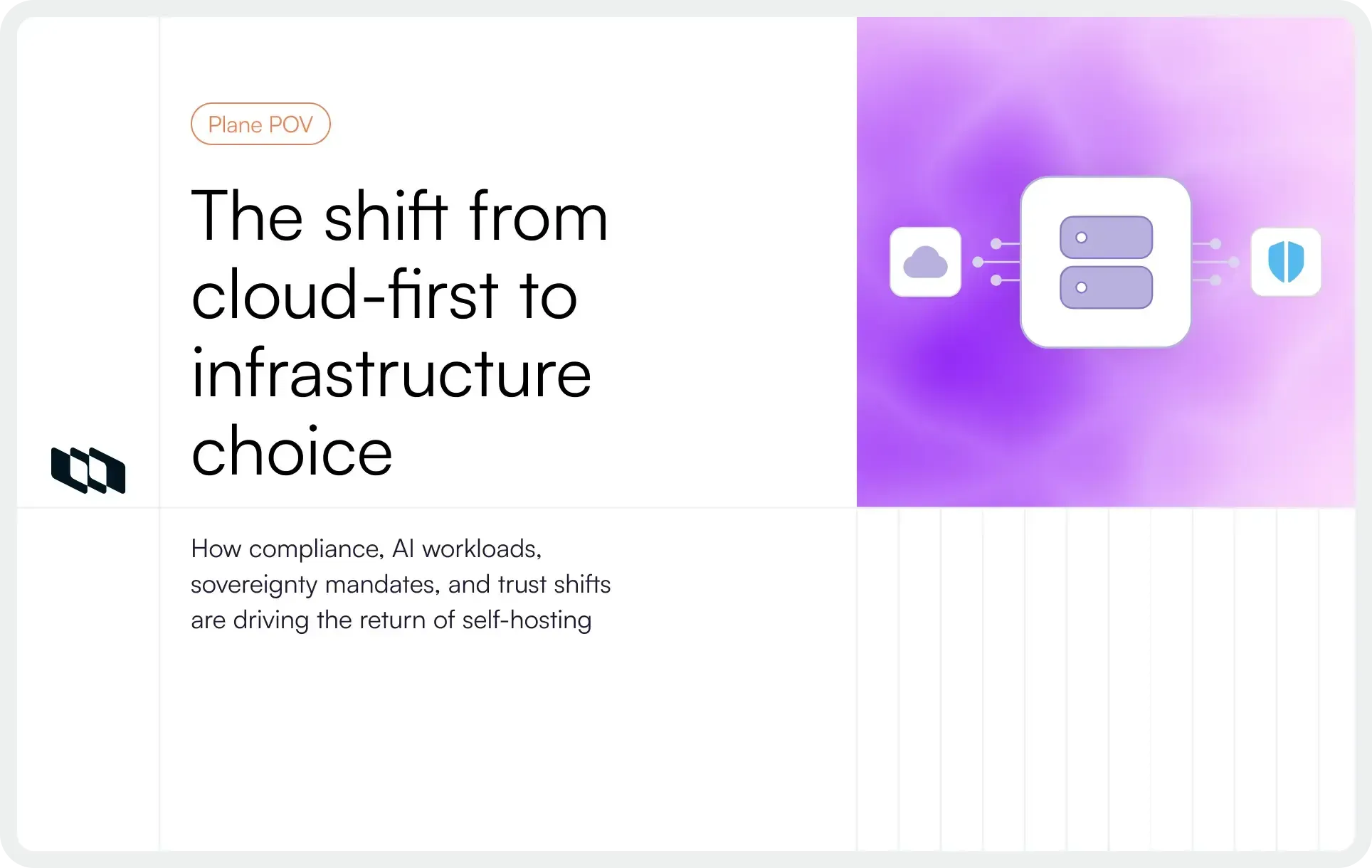 Blog cover visual showing the shift toward self-hosting driven by compliance, AI infrastructure needs, and data sovereignty concerns