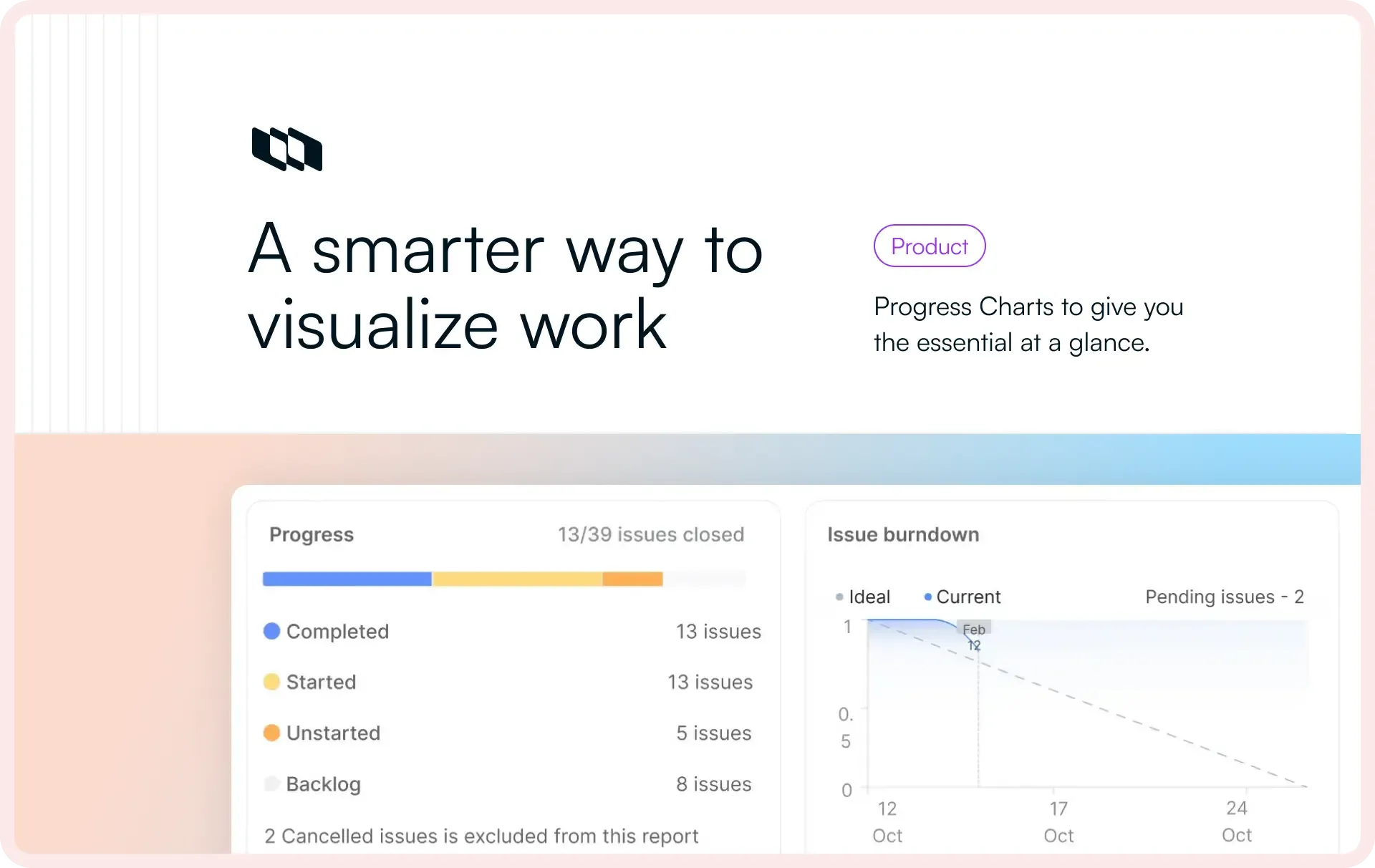 Visual introducing progress charts in Plane showing project progress, issue status, and burndown insights for tracking work at a glance.