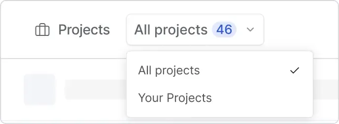 Plane UI showing projects