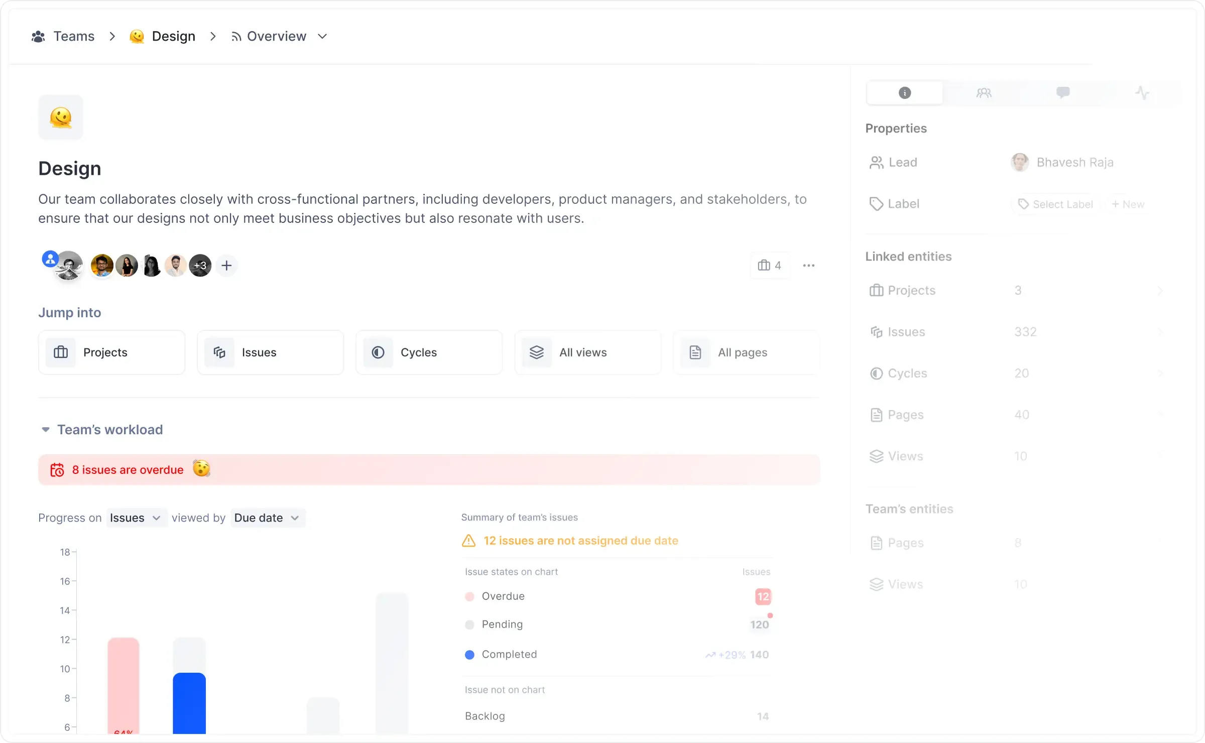 Plane UI showing teamspace