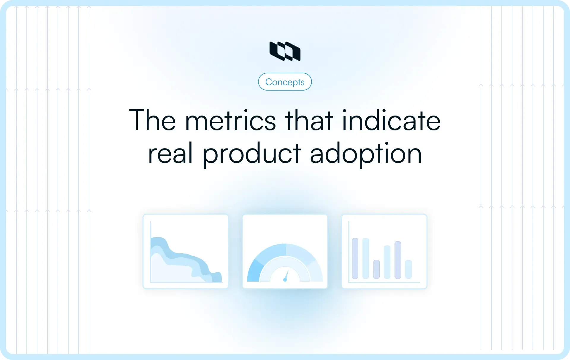 Illustration showing blog cover image titled "The metrics that indicate real product adoption"