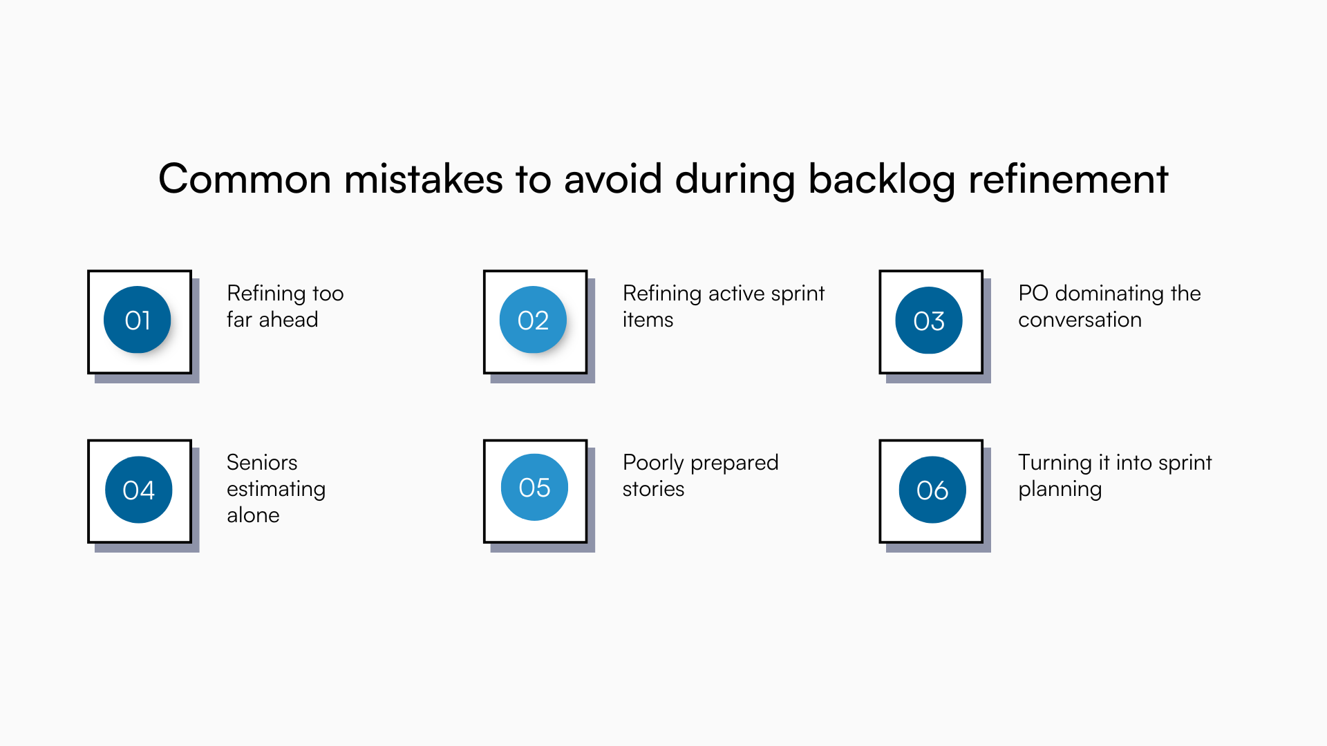 Visual showing common backlog refinement mistakes