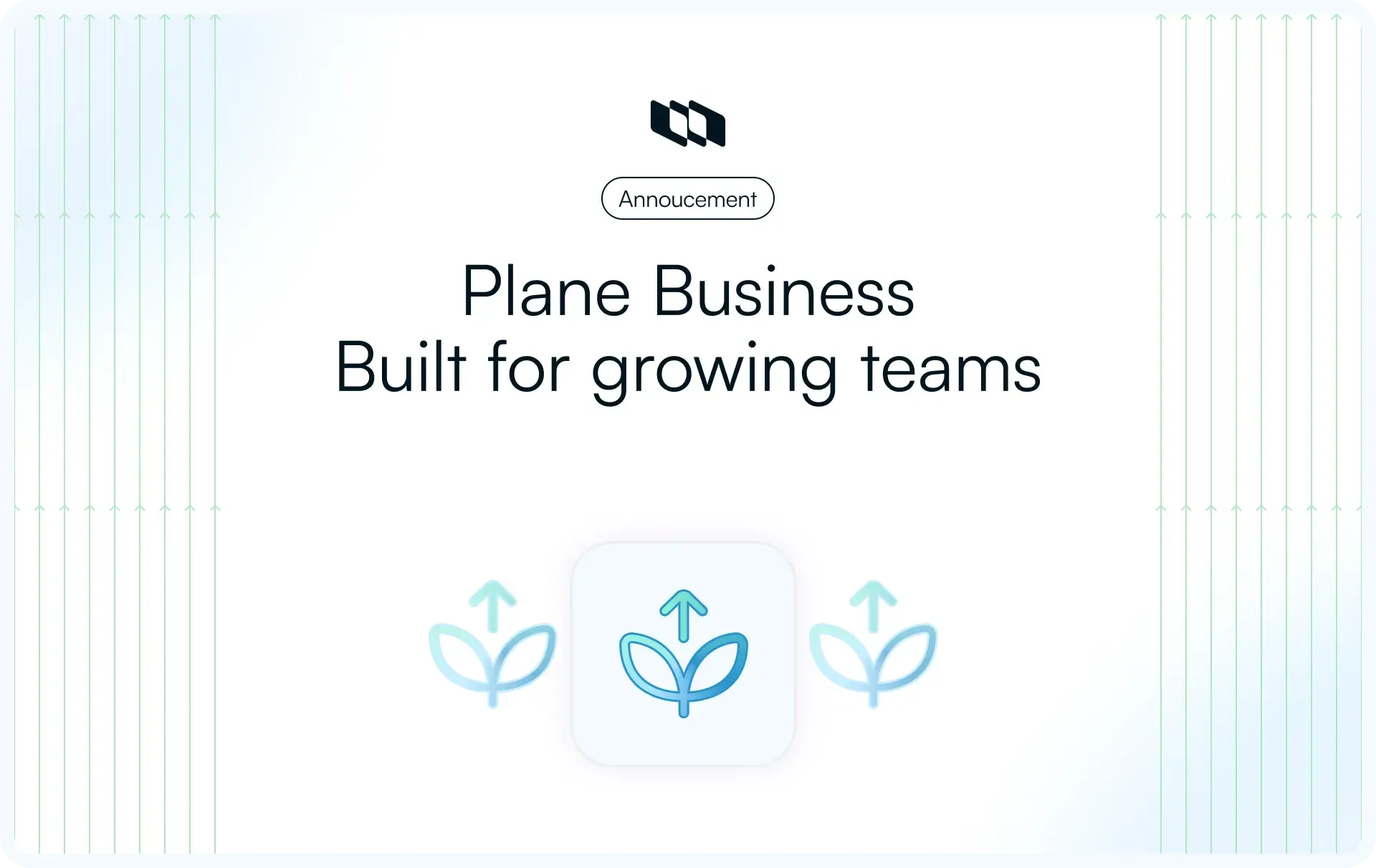 Visual showing Plane Business edition built for growing teams with growth and scalability icons.