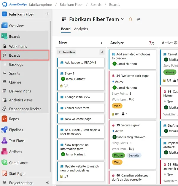 Azure devops project dashboard