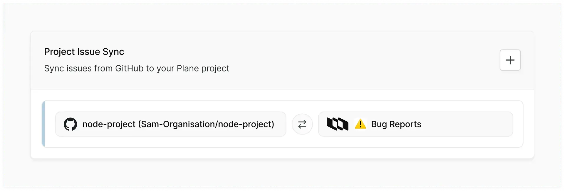 GitHub repository synced with a Bug Reports project in Plane.