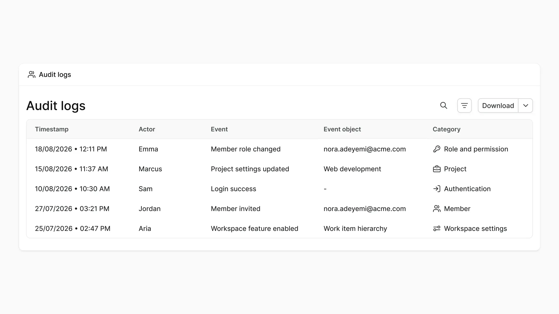 Audit logs in Plane 