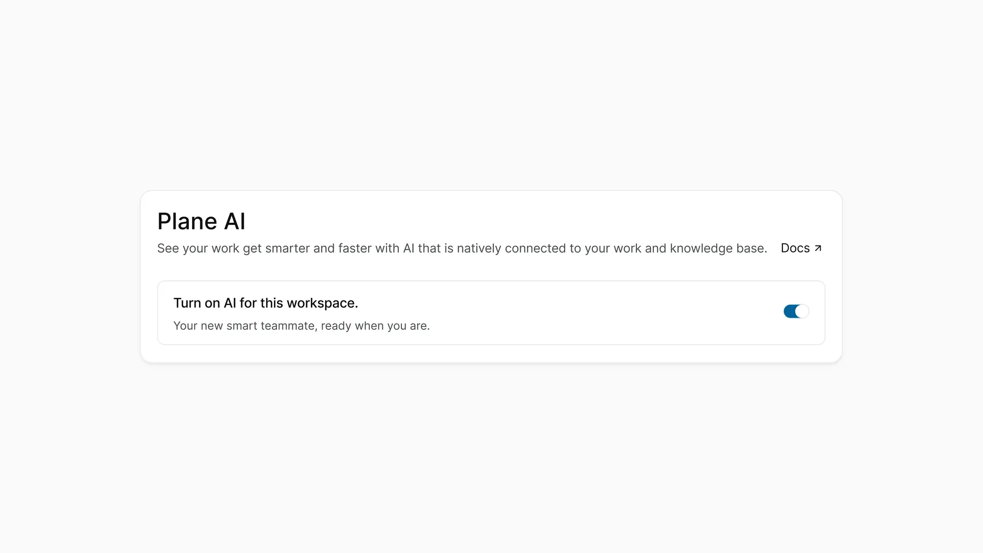 Workspace level settings for Plane AI