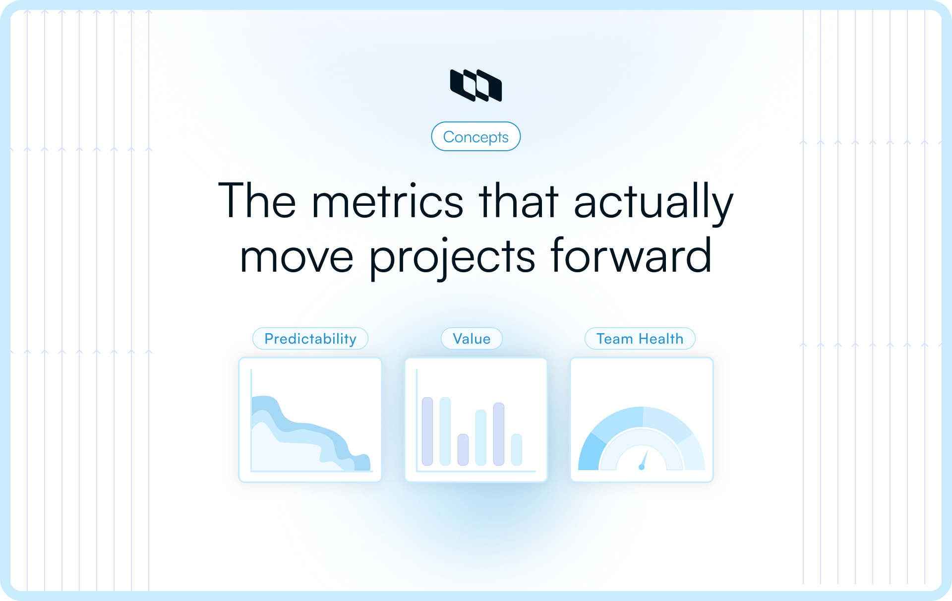 Graphic showing the three metrics categories that truly move projects forward