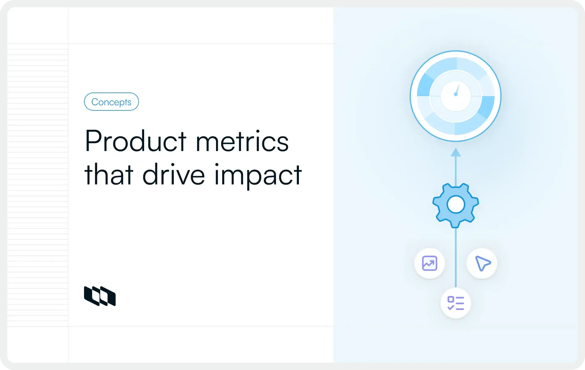 Blog cover showing the title ‘Product metrics that drive impact’ with a visual of metrics flowing into outcomes, representing data-driven product decisions