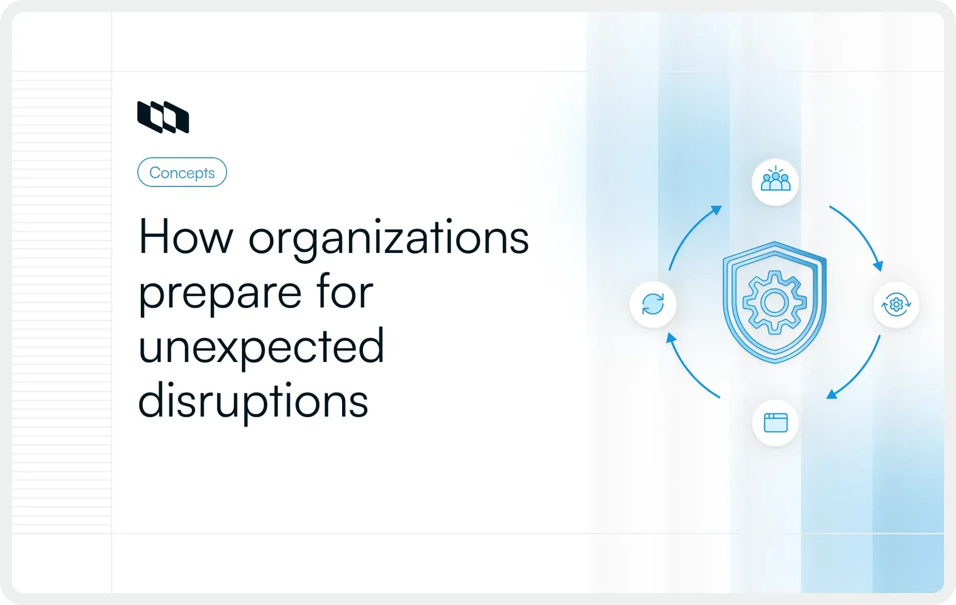 Graphic showing business continuity planning for operational recovery, team coordination, and disruption response.
