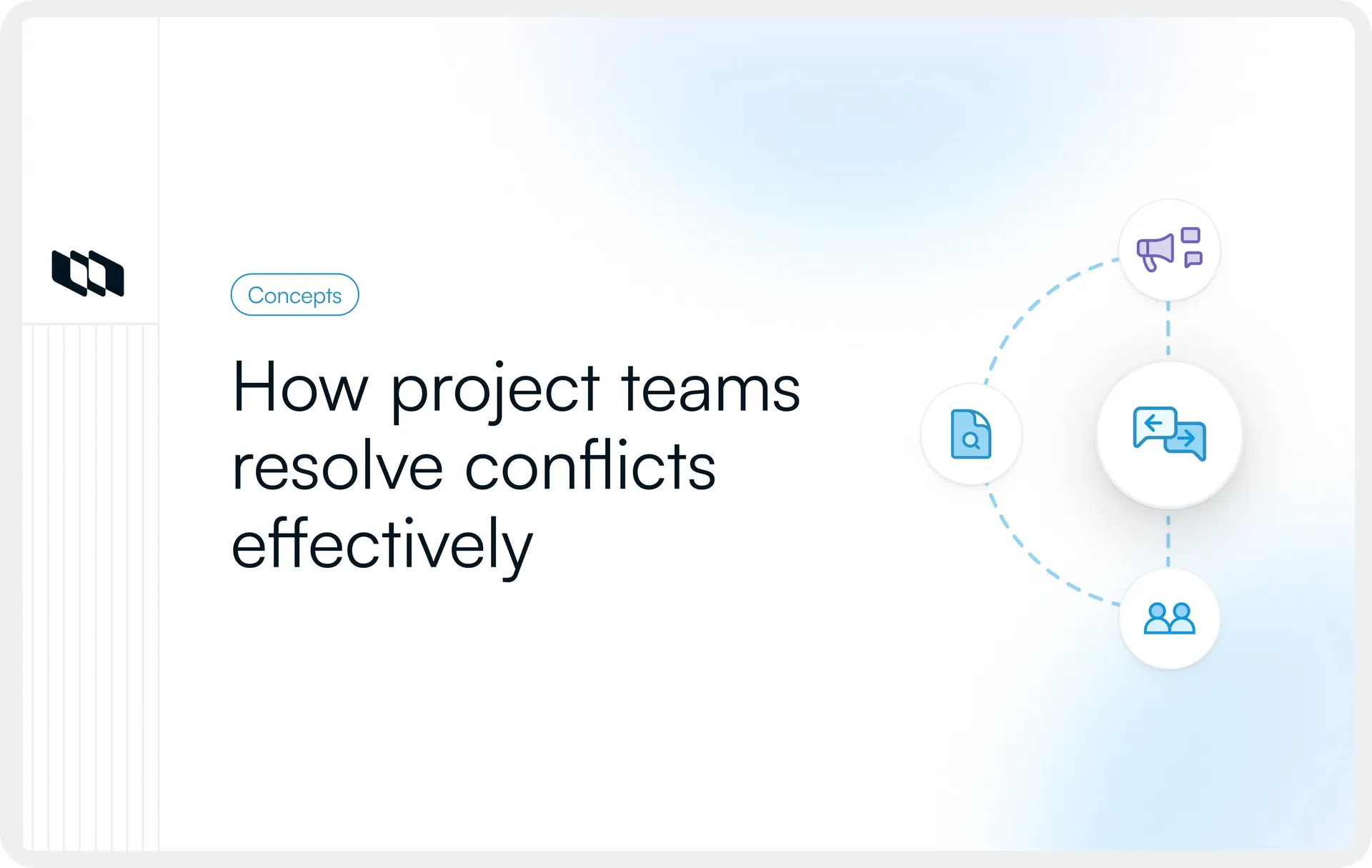 Illustration showing how project teams resolve conflicts effectively through communication, documentation, and collaboration across stakeholders.