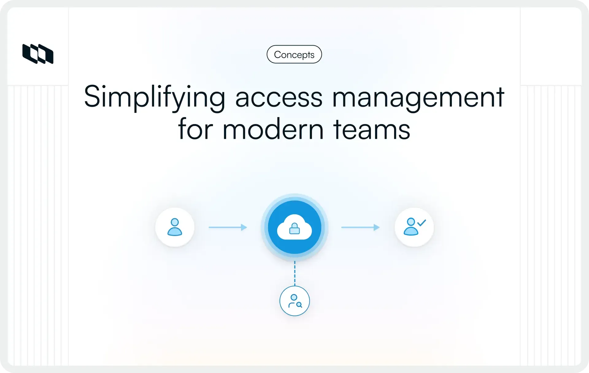 Illustration showing centralized identity authentication flow where a secure cloud identity provider manages user access across connected project tools and team systems