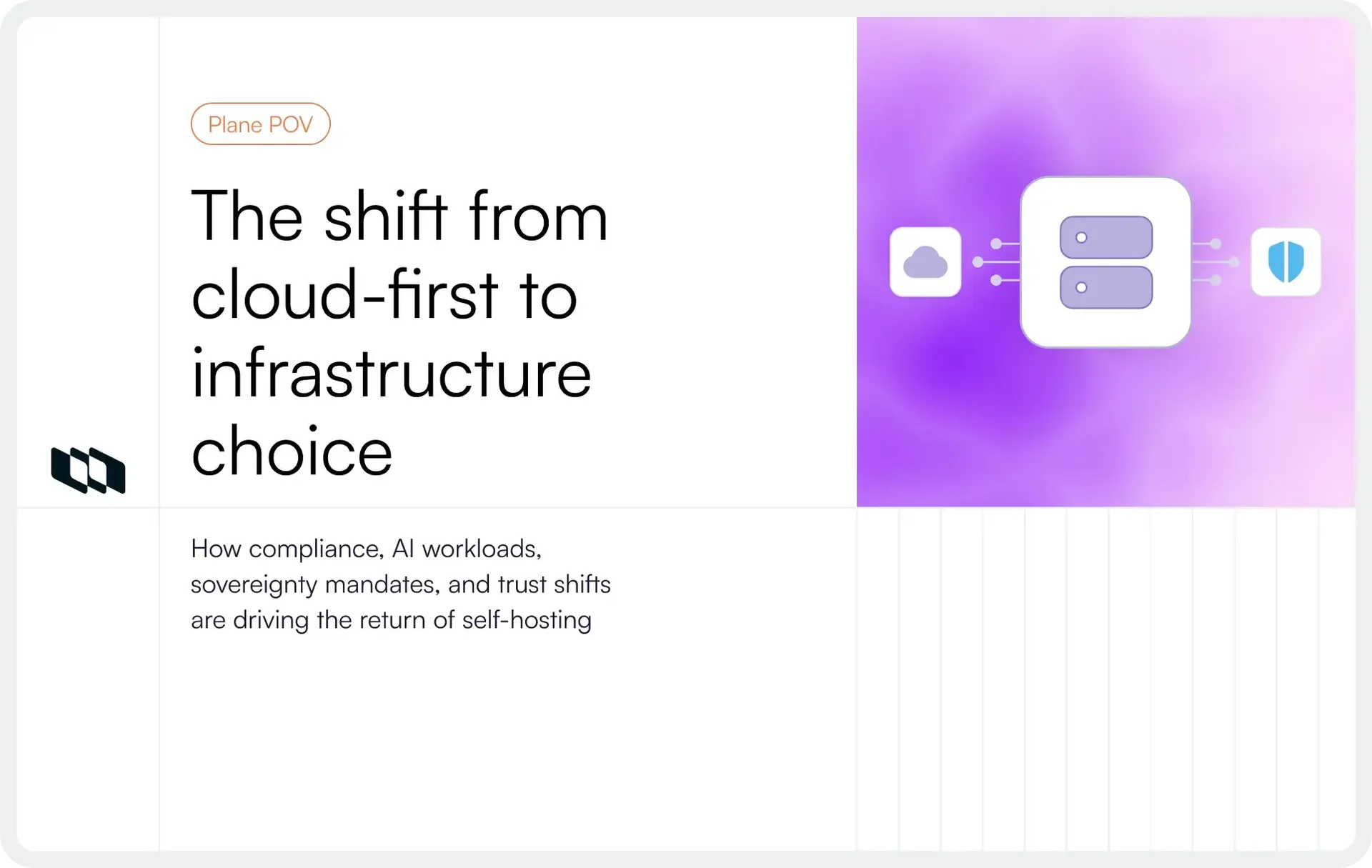 Blog cover visual showing the shift toward self-hosting driven by compliance, AI infrastructure needs, and data sovereignty concerns