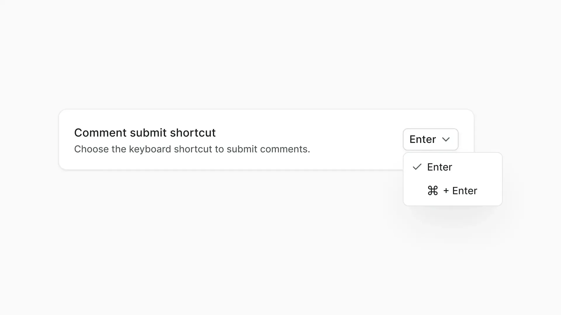 Comment submission shortcut setting with Enter and Cmd+Enter options