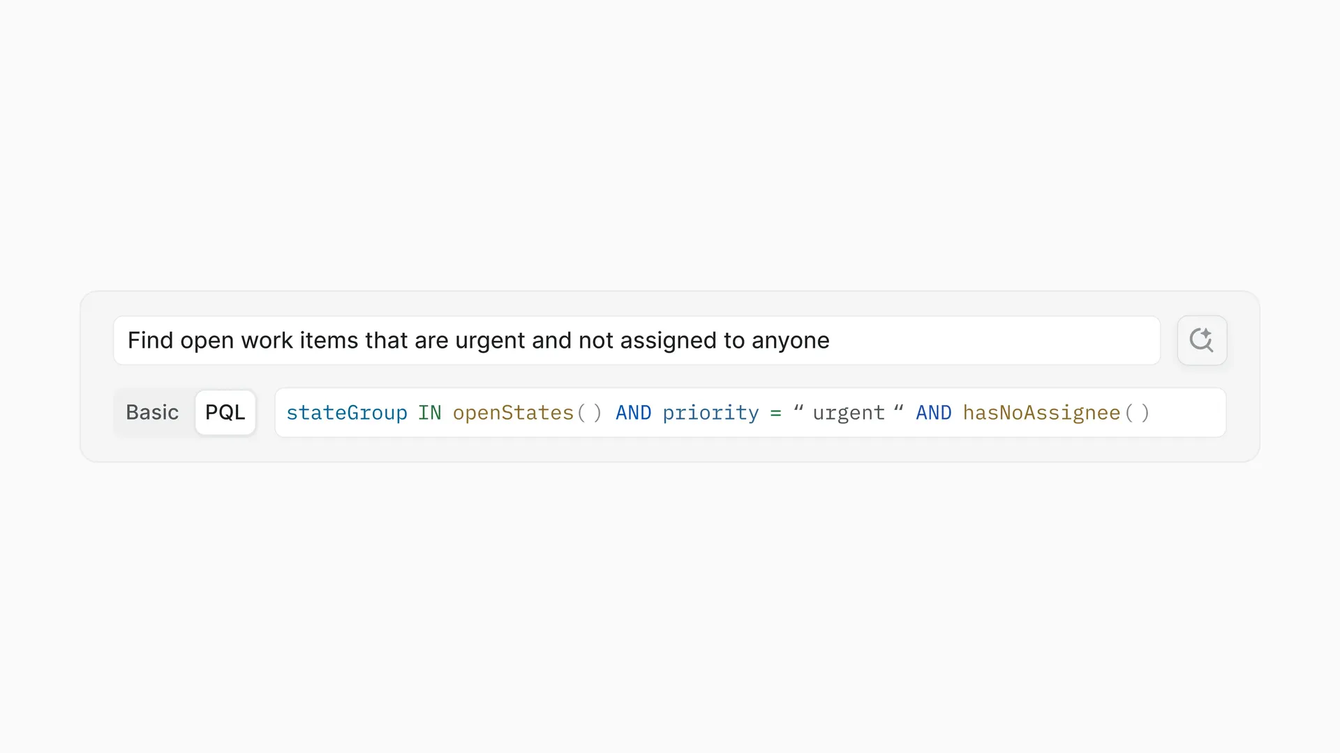 PQL query in Plane AI