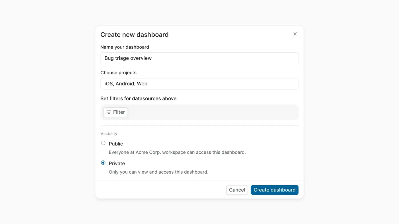 Share and publish in dahsboards